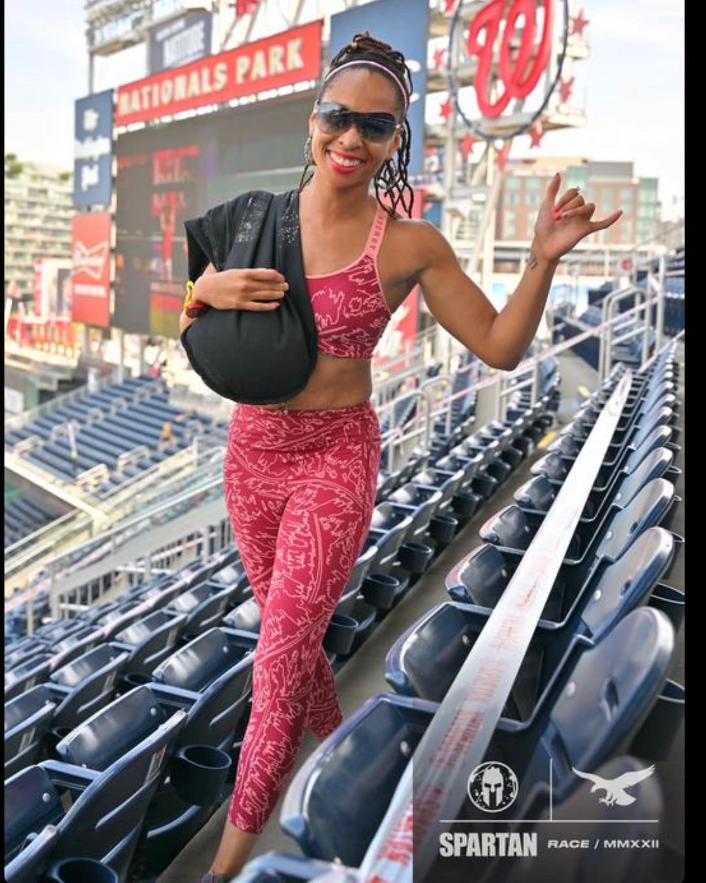 Clarissa Shepherd at Nationals Park in athletic wear